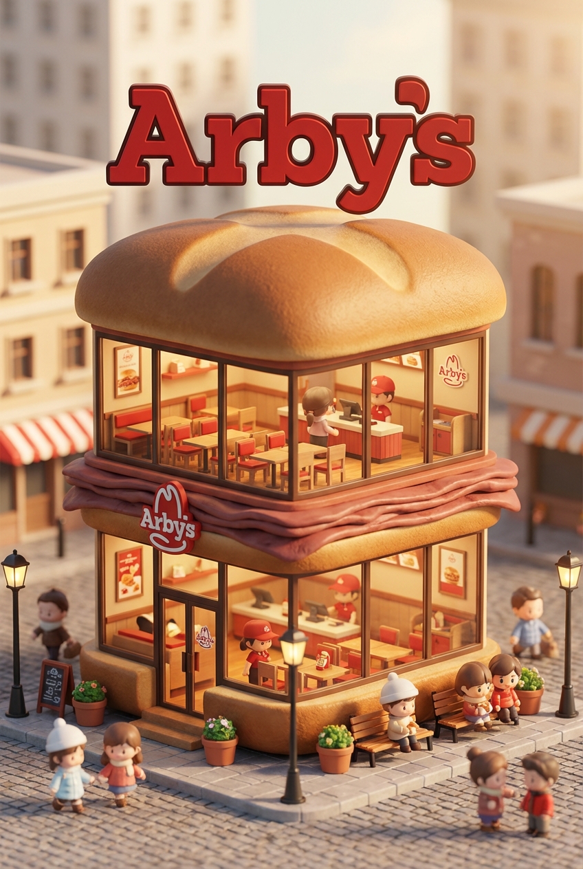 Chibi-style miniature concept store of Arby's