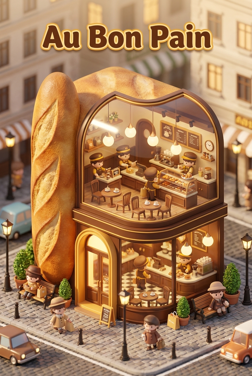 Chibi-style miniature concept store of Au Bon Pain