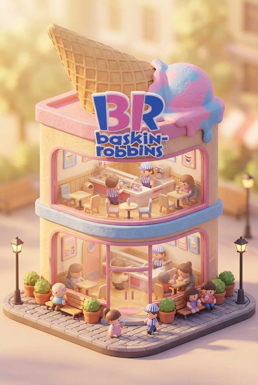Chibi-style miniature concept store of Baskin-Robbins