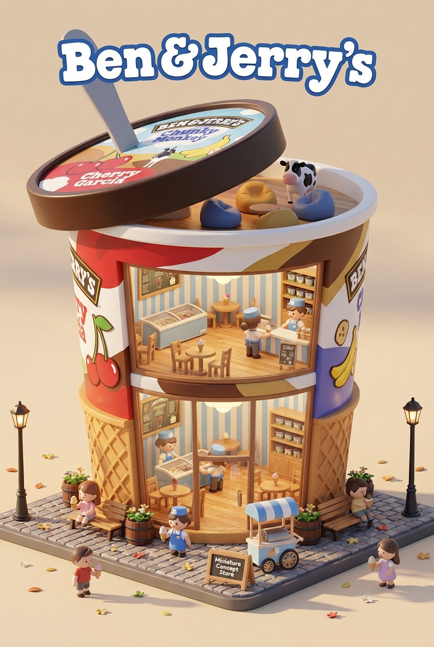 Chibi-style miniature concept store of Ben & Jerry's