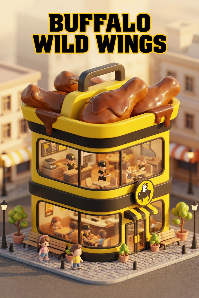Chibi-style miniature concept store of Buffalo Wild Wings