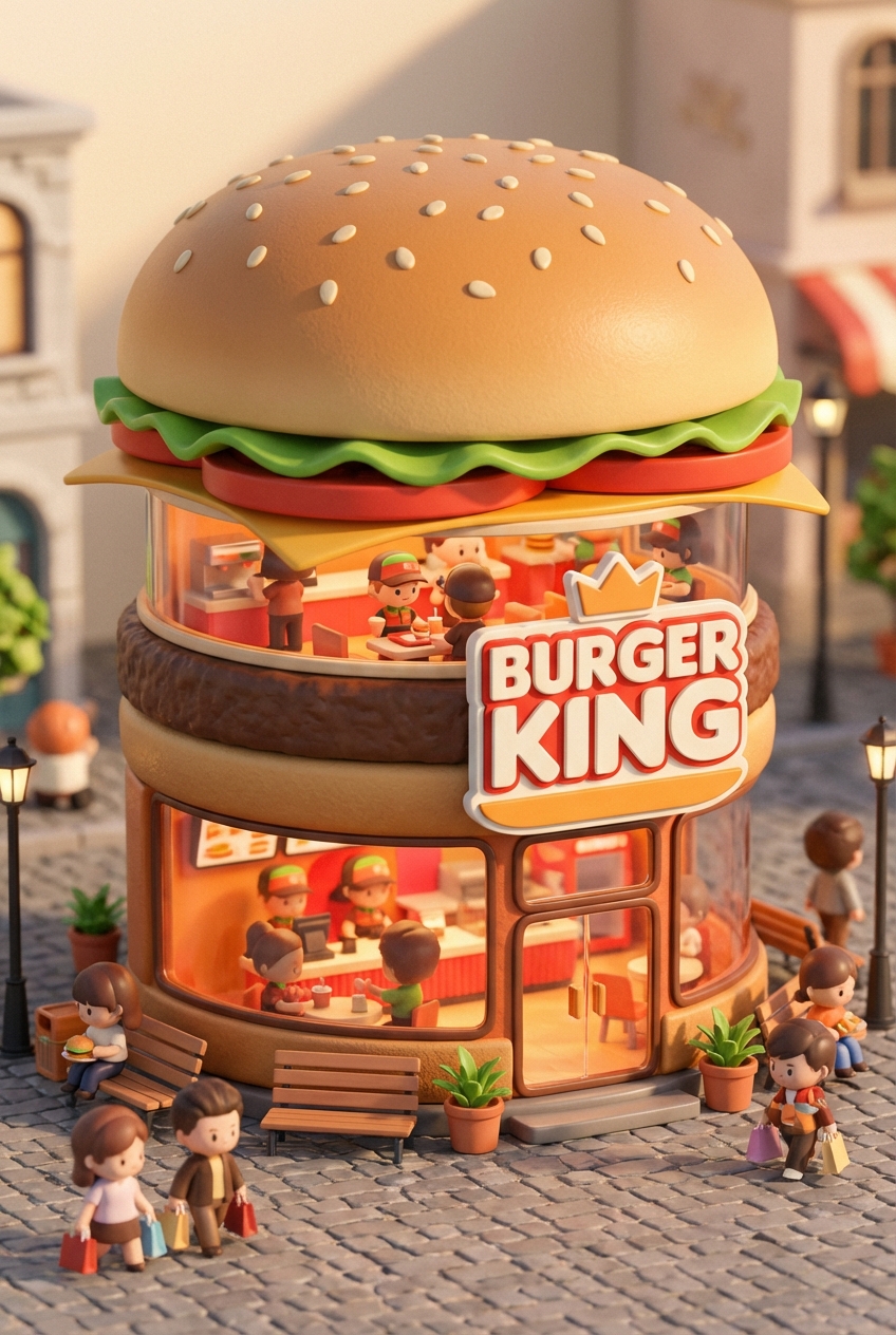 Chibi-style miniature concept store of Burger King