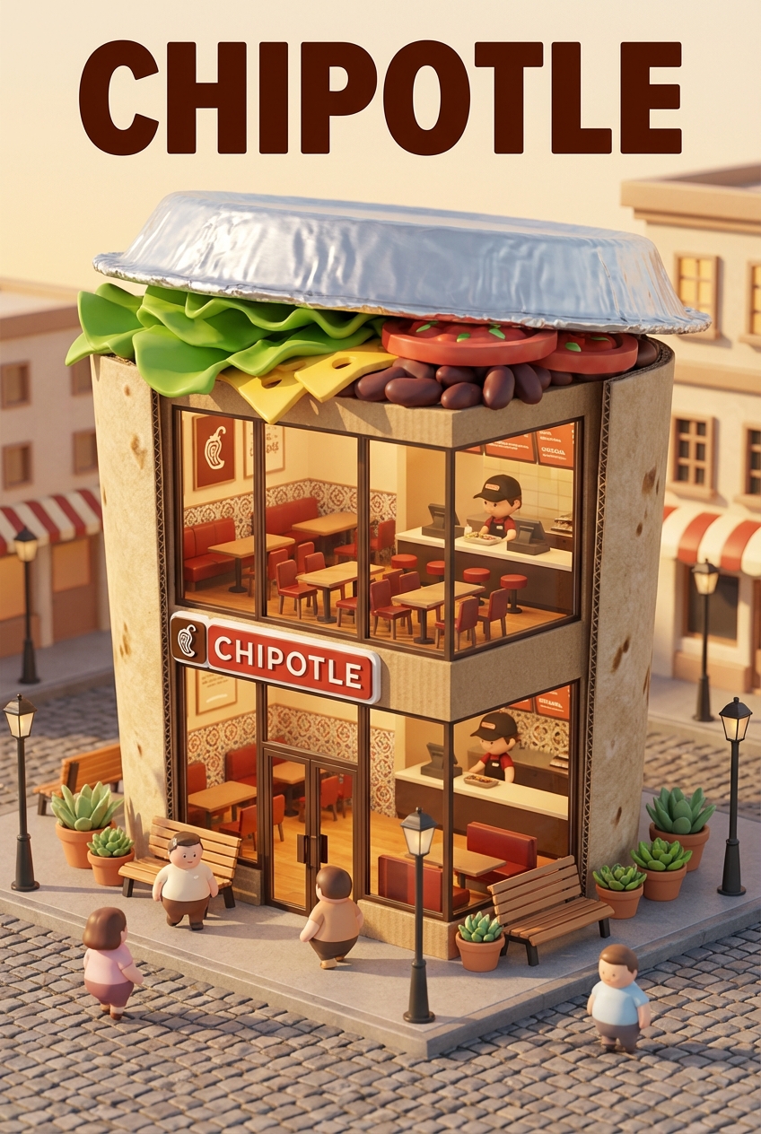 Chibi-style miniature concept store of Chipotle