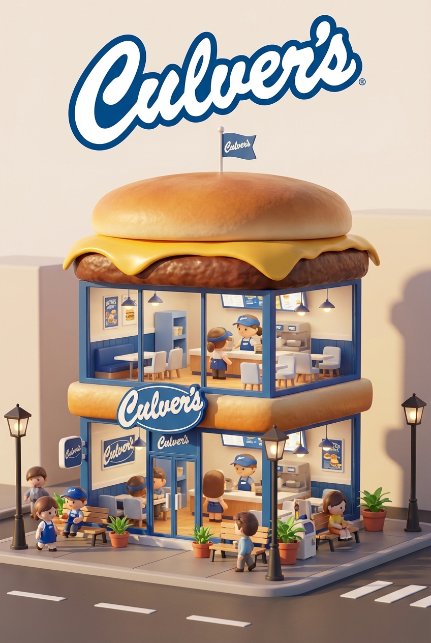 Chibi-style miniature concept store of Culver's