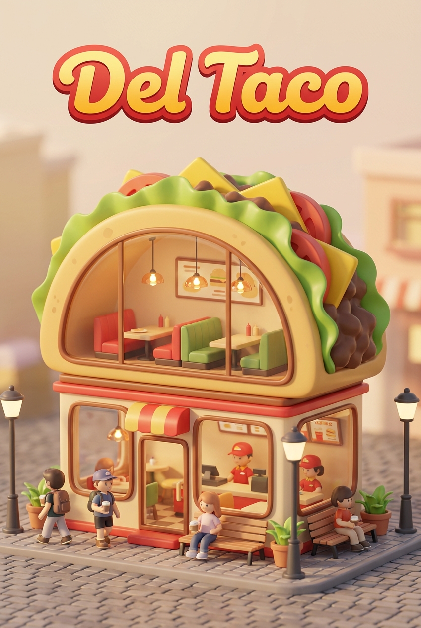 Chibi-style miniature concept store of Del Taco