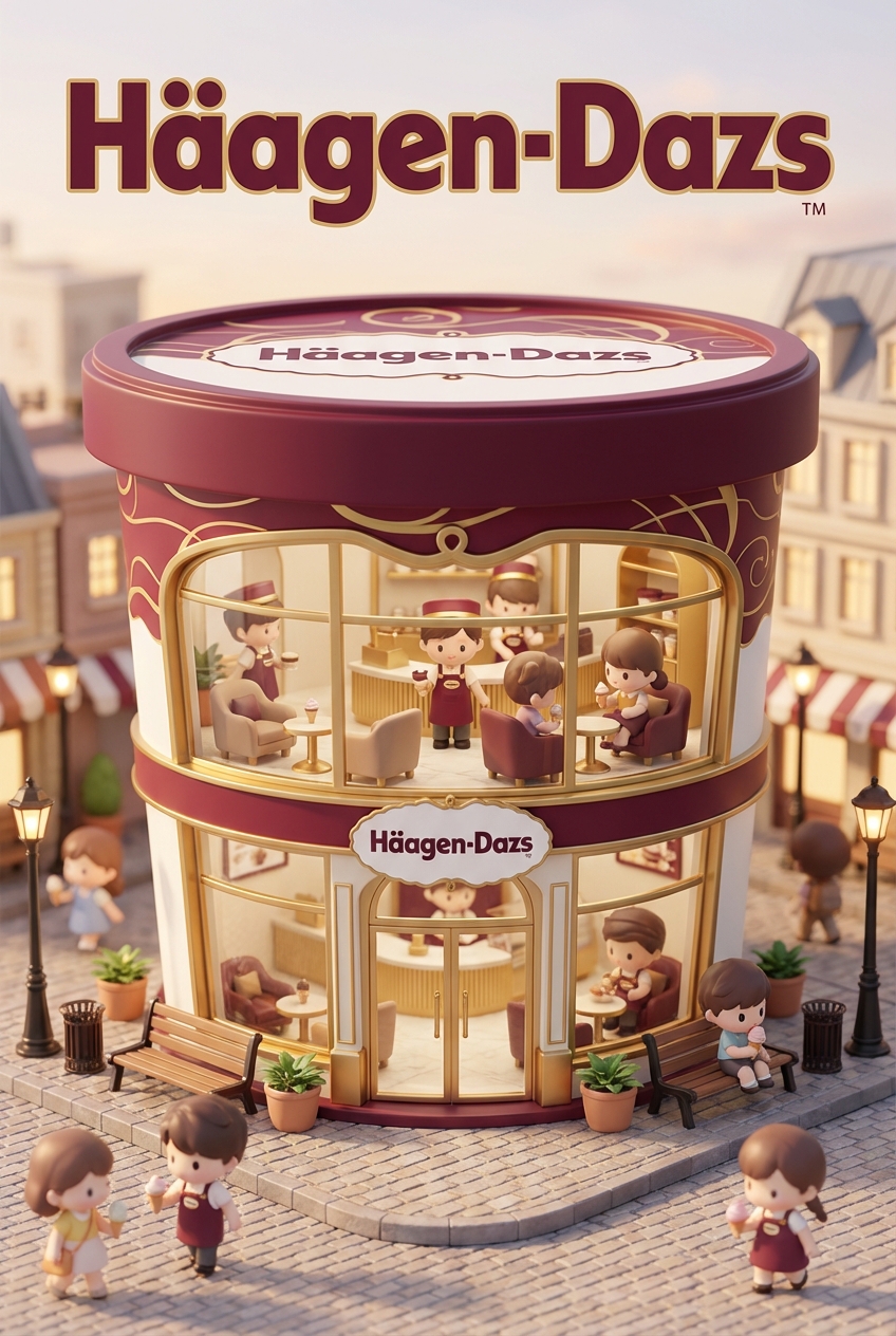 Chibi-style miniature concept store of Häagen-Dazs