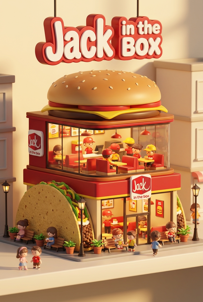 Chibi-style miniature concept store of Jack in the Box