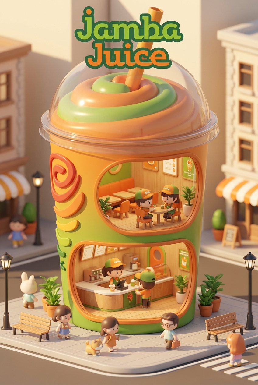 Chibi-style miniature concept store of Jamba Juice