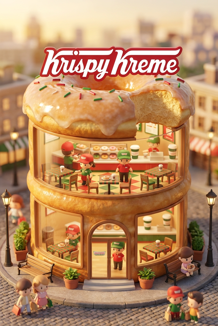 Chibi-style miniature concept store of Krispy Kreme