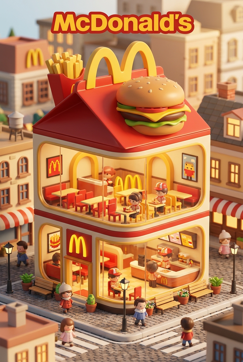 Chibi-style miniature concept store of McDonald's