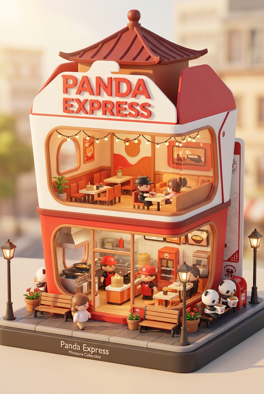 Chibi-style miniature concept store of Panda Express