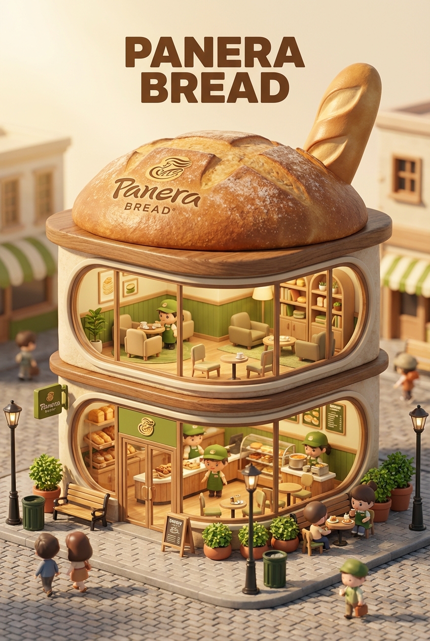 Chibi-style miniature concept store of Panera Bread