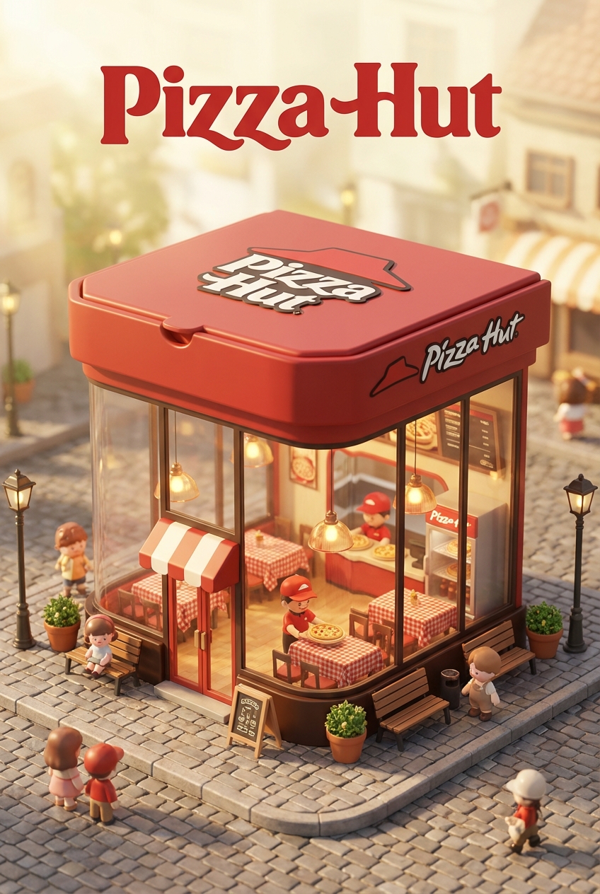 Chibi-style miniature concept store of Pizza Hut