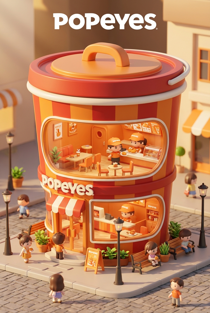 Chibi-style miniature concept store of Popeyes