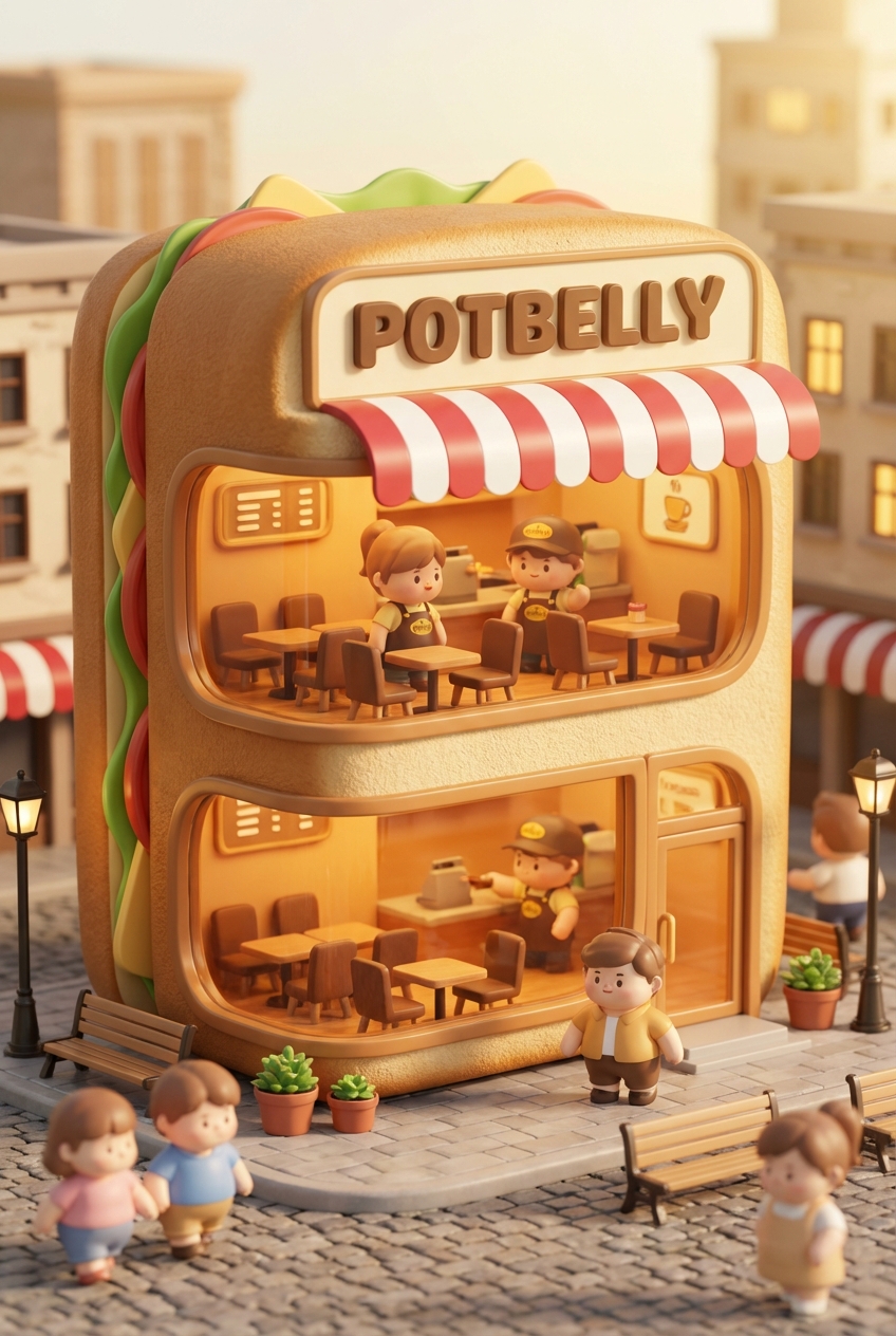 Chibi-style miniature concept store of Potbelly