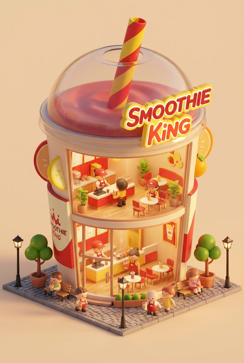 Chibi-style miniature concept store of Smoothie King