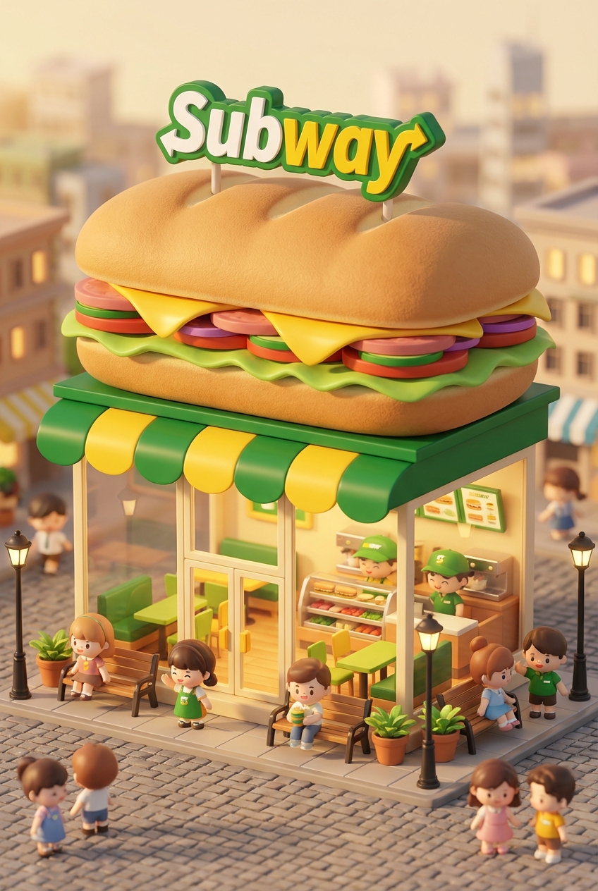 Chibi-style miniature concept store of Subway