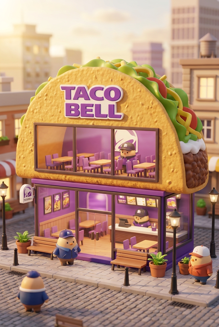 Chibi-style miniature concept store of Taco Bell