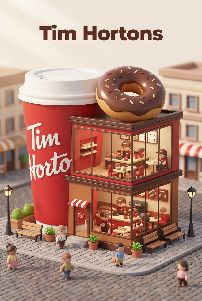 Chibi-style miniature concept store of Tim Hortons