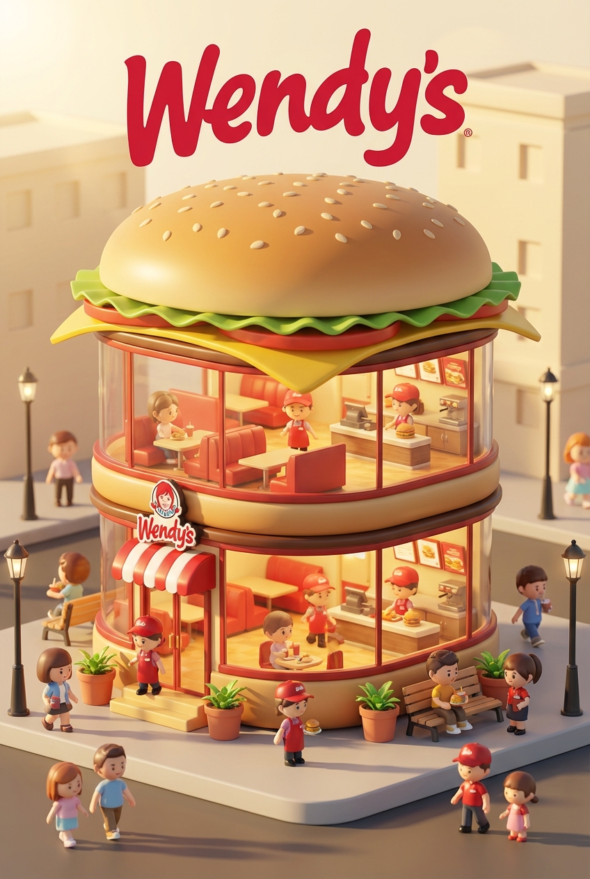 Chibi-style miniature concept store of Wendy's